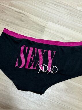 Vintage Y2K Cacique Sexy XOXO Boyshort Panty Size 1X Black Pink